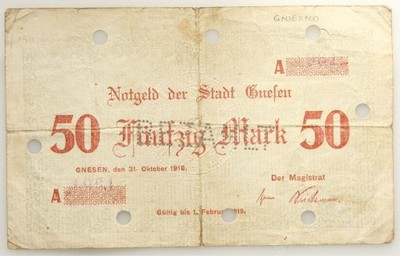 Gniezno 50fenigów 1918